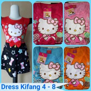 Sentra Grosir Dress Kifang Size 4-8 Anak Karakter Hello Kitty Murah